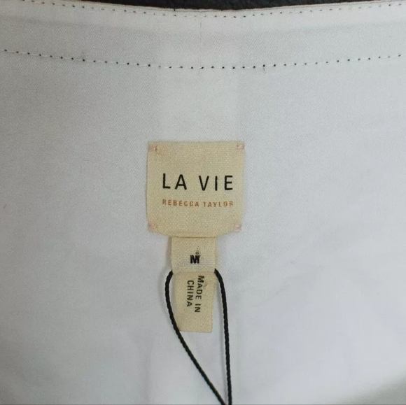 NWT Rebecca Taylor White Structured Long Sleeve Top Sz M - Picture 7 of 9